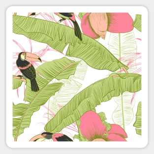 Seamless floral background with petunia toucan Sticker